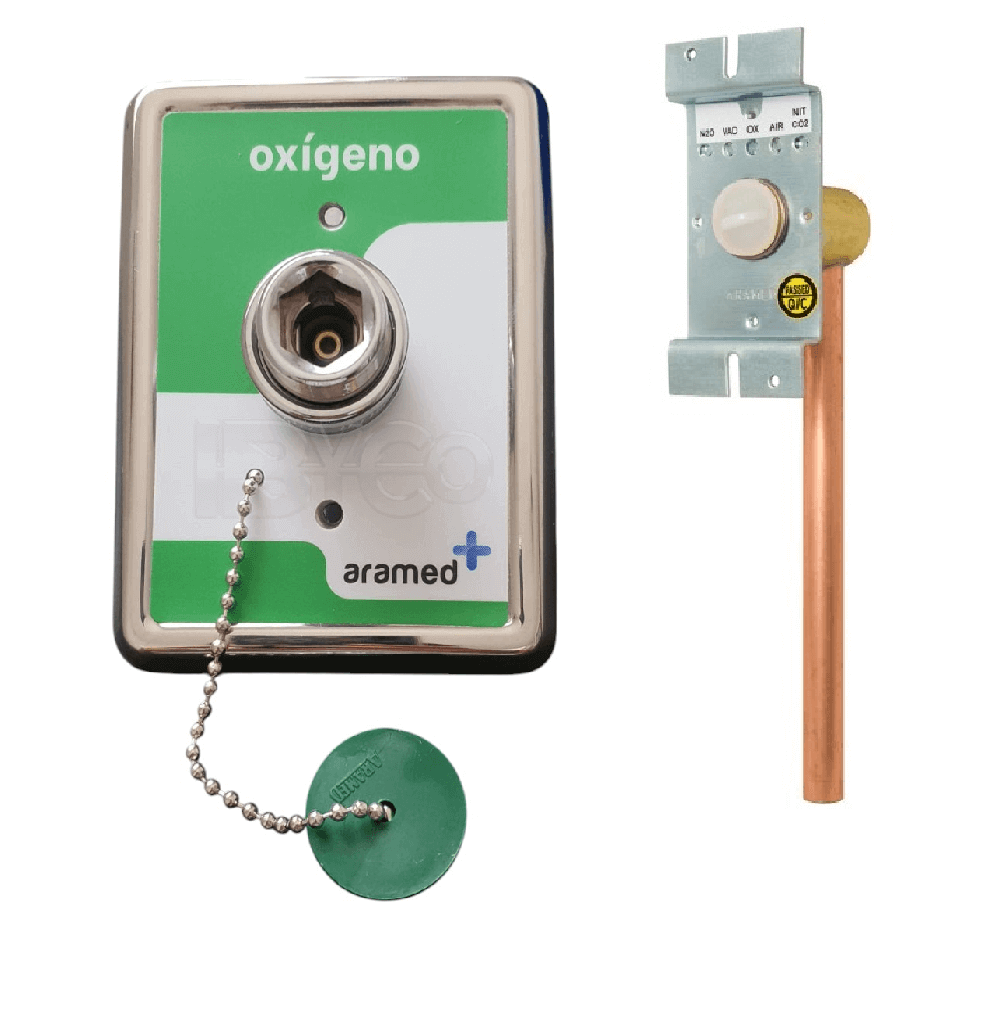 Toma Mural de oxígeno Nfpa Con Pipa Tablarroca, conexión Puritan  982210/901002 Aramed